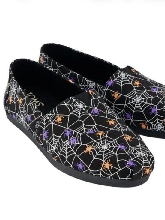 Toms Shoes - Tom’s Spider Web Shoes Slip On Flats Halloween Glow In The Dark Women's Size 11